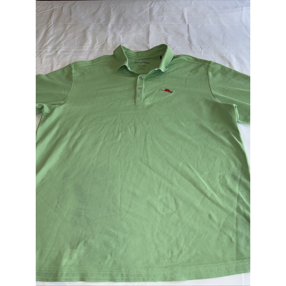 Tommy Bahama Supima Key Lime Green Polo Shirt XL Red Dolphin